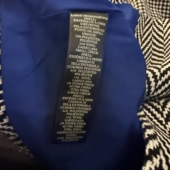 Ann Taylor Jacket Womens Black Wool Blend Blazer Houndstooth Check size 8 Petite - Picture 11 of 11